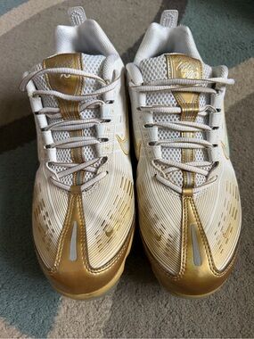 Nike White and Gold Athletic Sneakers